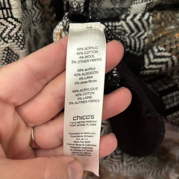 Chico's Elenore Textured Open Front Cardigan 3/4 Sleeves Neutral Artisanal - Picture 8 of 9